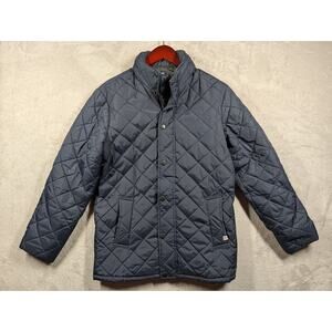 Pull&Bear Quilted Puffer Zip-Up Buttons Blue Jacket Size Small Slim Fit
